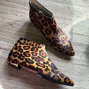 BODEN pony hair leopard booties